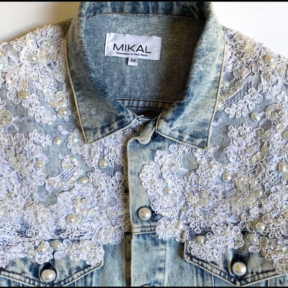 MIKAL COUTURE DENIM & LACE JACKET - Picture 6 of 10